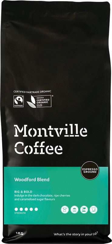 Montville Coffee Coffee Ground Espresso Woodford Blend 1kg