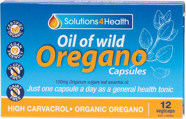Solutions 4 Health Oil of Wild Oregano VegeCaps 12 Caps