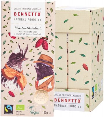 BENNETTO Organic Dark Chocolate  Toasted Hazelnut 14x100g
