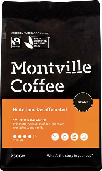 Montville Coffee Decaf Coffee Beans Hinterland Blend 250g
