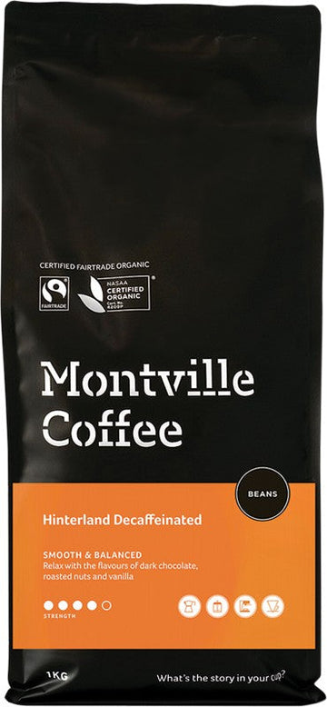 Montville Coffee Decaf Coffee Beans Hinterland Blend 1kg