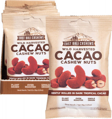 EAST BALI CASHEWS Cacao Cashew Nuts  Wild Harvested 10x35g