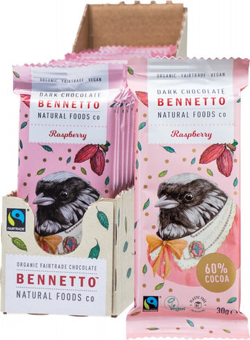 BENNETTO Organic Dark Chocolate  Raspberry 21x30g