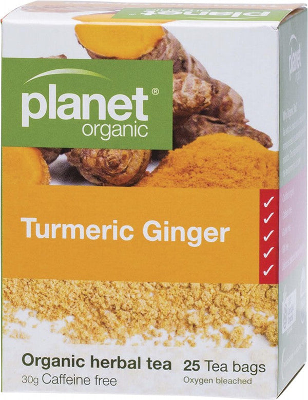 Planet Organic Herbal Tea Bags Turmeric Ginger 25pk