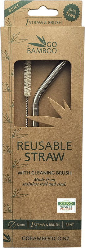 GO BAMBOO Stainless Steel Straw  With Sisal Cleaning Brush 1