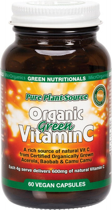 Green Nutritionals Organic Green Vitamin C Vegan Capsules 600mg 60 Caps
