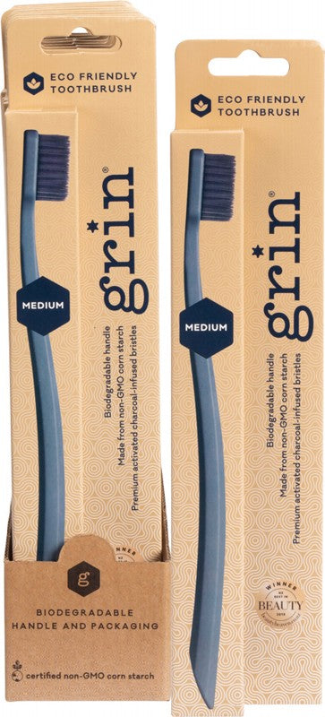 GRIN Biodegradable Toothbrush  Medium - Navy Blue 8