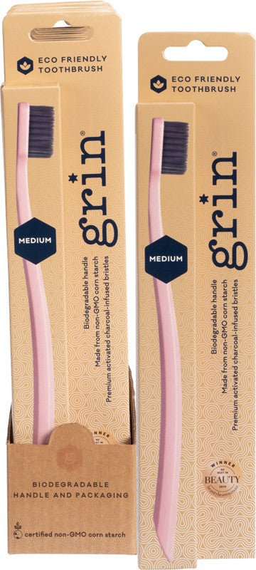 GRIN Biodegradable Toothbrush  Medium - Rose Pink 8