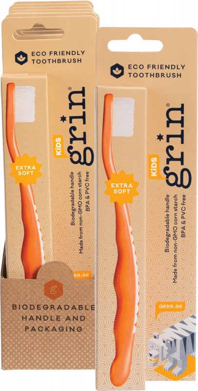 GRIN Biodegradable Toothbrush - Kids  Extra Soft - Orange 8