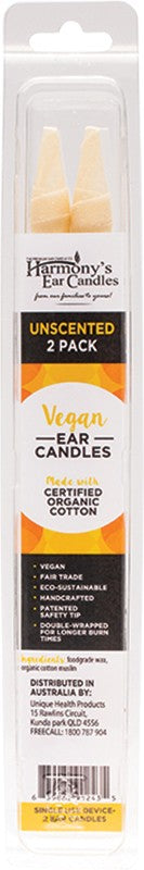 Harmony's Ear Candles Vegan Ear Candles Unscented 2pk
