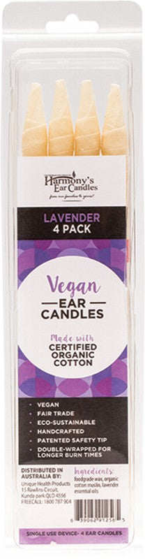 Harmony's Ear Candles Vegan Ear Candles Lavender Scented 4pk