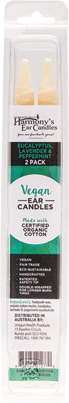 Harmony's Ear Candles Vegan Ear Candles Eucalyptus, Lav & Peppermint 2pk