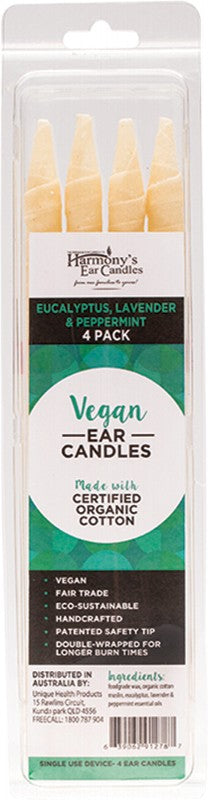 Harmony's Ear Candles Vegan Ear Candles Eucalyptus, Lav & Peppermint 4pk