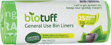 Biotuff General Use Bin Liners Medium Bags 30L 25pk