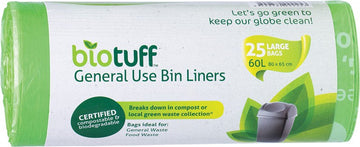 Biotuff General Use Bin Liners Large Bags 60L 25pk