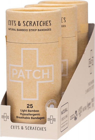 PATCH Adhesive Bamboo Strip Bandages  Natural - Cuts & Scratches 3x25