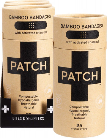 PATCH Adhesive Bamboo Strip Bandages  Charcoal - Bites & Splinters 3x25