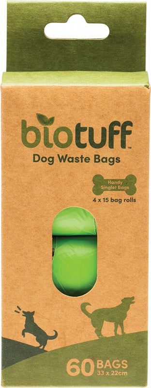 Biotuff Dog Waste Bags Refill 4 x 15 Bag Rolls 60pk