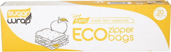 SugarWrap Eco Zipper Bags Made from Sugarcane Large 20pk