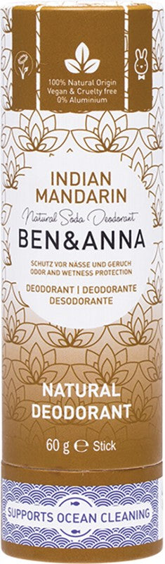 BEN & ANNA Natural Soda Deodorant Stick  Indian Mandarin 60g
