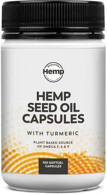Hemp Foods Australia Hemp Seed Oil Capsules with Turmeric 100 Caps