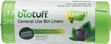 Biotuff General Use Bin Liners Medium Bags 20L 25pk