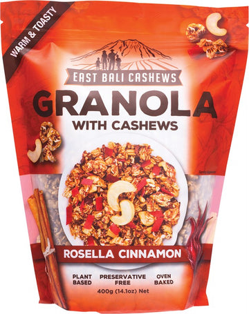 EAST BALI CASHEWS Granola  Rosella Cinnamon 400g