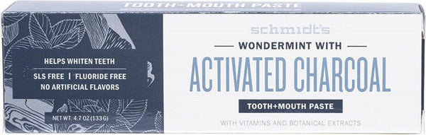 SCHMIDT'S Tooth + Mouth Paste  Wondermint With Activated Charcoal 133g