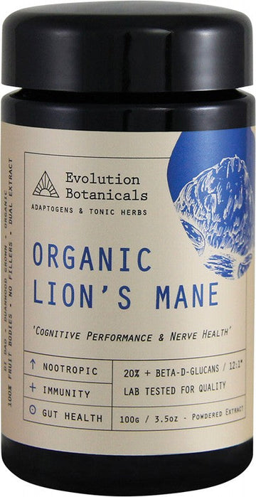 EVOLUTION BOTANICALS Lion’s Mane Extract - Organic 12:1  Cognitive Performance 100g