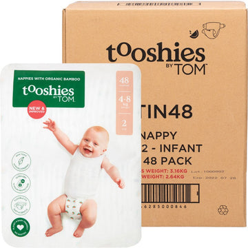 TOOSHIES Nappies With Organic Bamboo  Size 2 Infant - 4-8kg 2x48