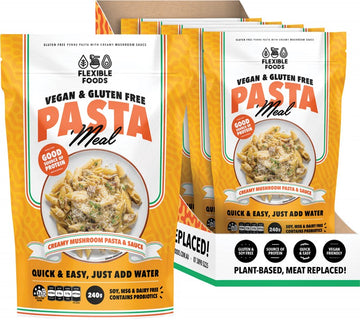 FLEXIBLE FOODS Vegan & Gluten Free Pasta Meal  Creamy Mushroom Pasta & Sauce 5x240g