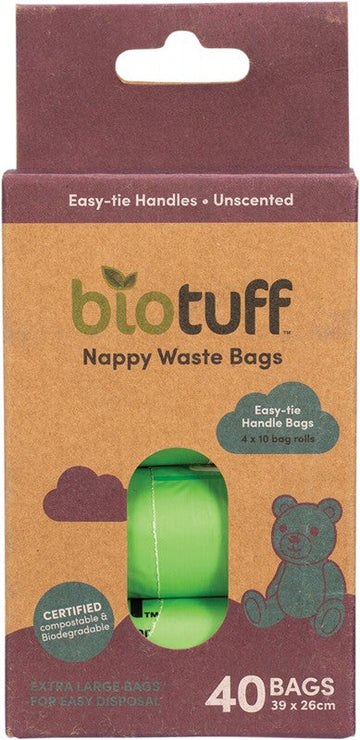 BIOTUFF Nappy Waste Bags Refill  4 X 10 Bag Rolls 40