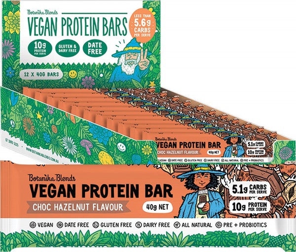 BOTANIKA BLENDS Vegan Protein Bars  Choc Hazelnut 12x40g
