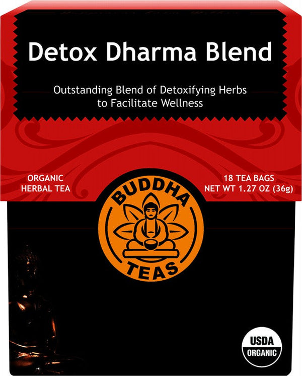 Buddha Teas Organic Herbal Tea Bags Detox Dharma Blend 18pk