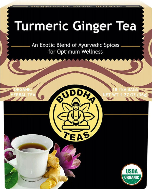 Buddha Teas Organic Herbal Tea Bags Turmeric Ginger Tea 18pk
