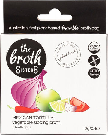 The Broth Sisters Vegetable Sipping Broth Bags Mexican Tortilla 2pk