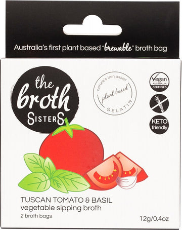 The Broth Sisters Vegetable Sipping Broth Bags Tuscan Tomato & Basil 2pk