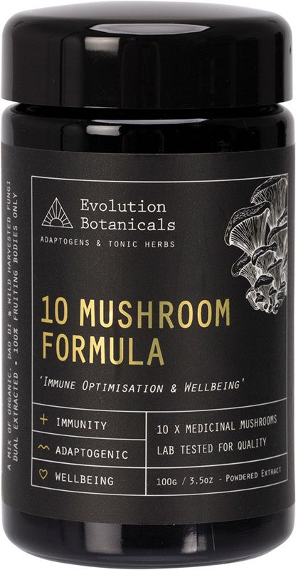 EVOLUTION BOTANICALS 10 Mushroom Formula  Immune Optimisation & Wellbeing 100g