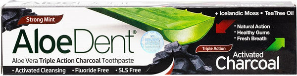 Aloe Dent Toothpaste Fluoride Free Triple Action Charcoal 100ml