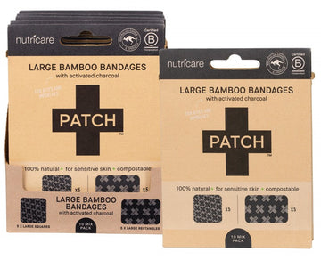 PATCH Adhesive Large Bamboo Bandages  Charcoal - Bites & Impurities 5x10