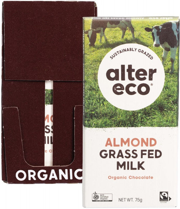 ALTER ECO Chocolate (Organic)  Almond Grass Fed Milk 12x75g