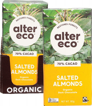 ALTER ECO Chocolate (Organic)  Dark Salted Almonds 12x80g