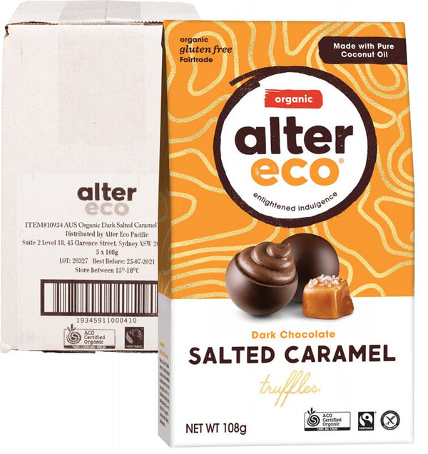 ALTER ECO Chocolate (Organic)  Dark Salted Caramel Truffles 5x108g