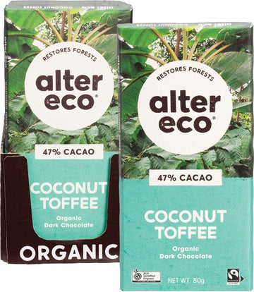 ALTER ECO Chocolate (Organic)  Dark Coconut Toffee 12x80g