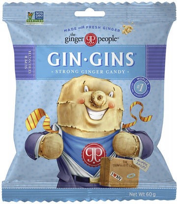 THE GINGER PEOPLE Gin Gins Ginger Candy Bag  Super Strength 60g