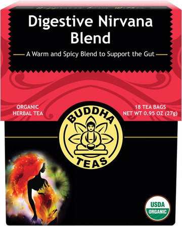 Buddha Teas Organic Herbal Tea Bags Digestive Nirvana Blend 18pk