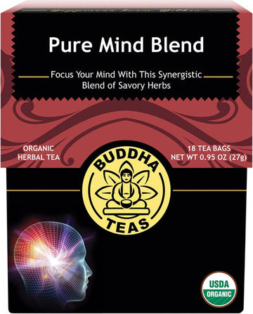 Buddha Teas Organic Herbal Tea Bags Pure Mind Blend 18pk