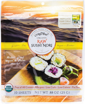 GOLD MINE Sushi Nori  Organic Raw (10 Sheets) 25g