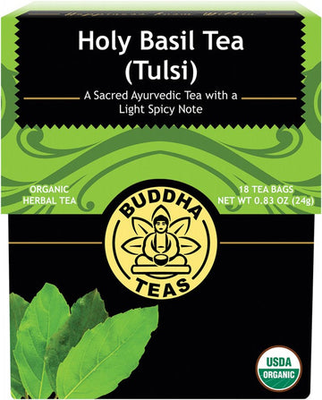 Buddha Teas Organic Herbal Tea Bags Holy Basil Tea (Tulsi) 18pk