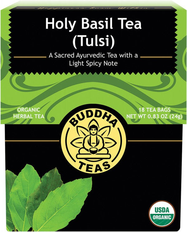Buddha Teas Organic Herbal Tea Bags Holy Basil Tea (Tulsi) 18pk